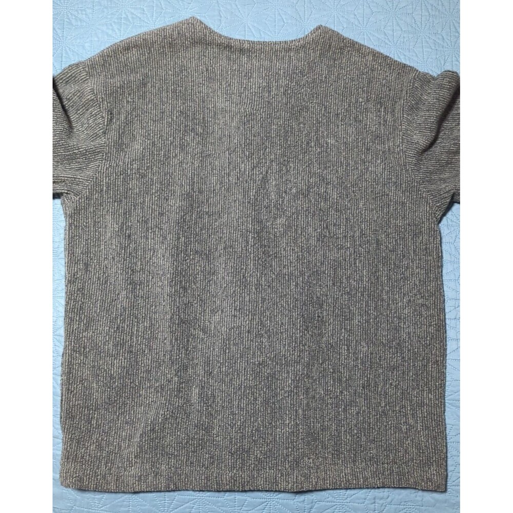 Greenbrand Recycled Cover Up Sweater Unique Brass Bear Buttons Yarn Womens Sz L - Picture 8 of 9